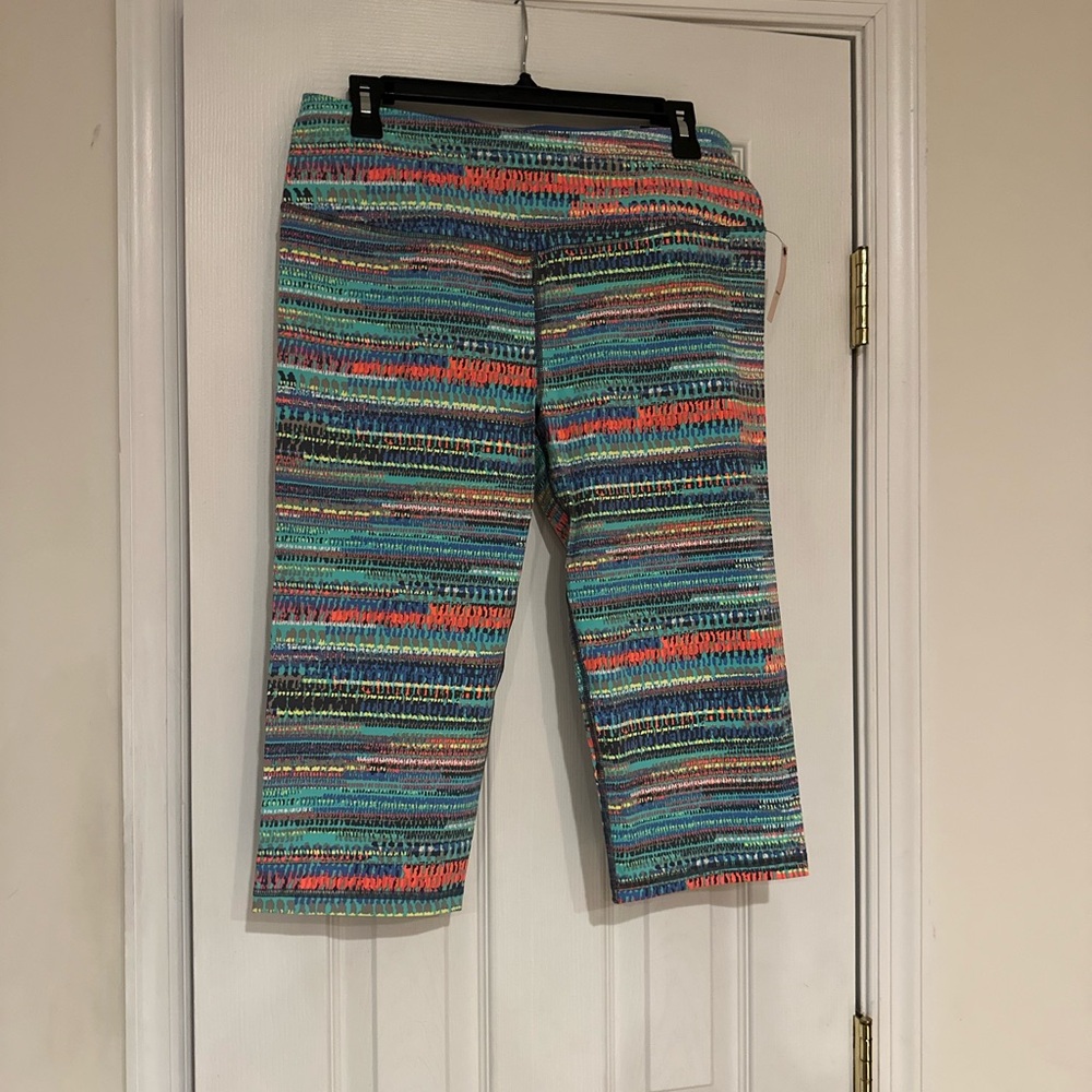 NWT VS Victoria Sport KNOCKOUT CROP TIGHTS LEGGINGS GREEN MULTI LG